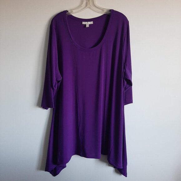 Vivid Purple long Tunic with sharkbite hem in size 2x NWT - Picture 1 of 5